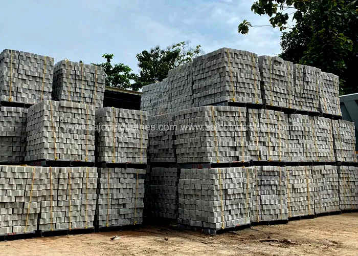 concrete interlock bricks stacked in Kottayam Kerala